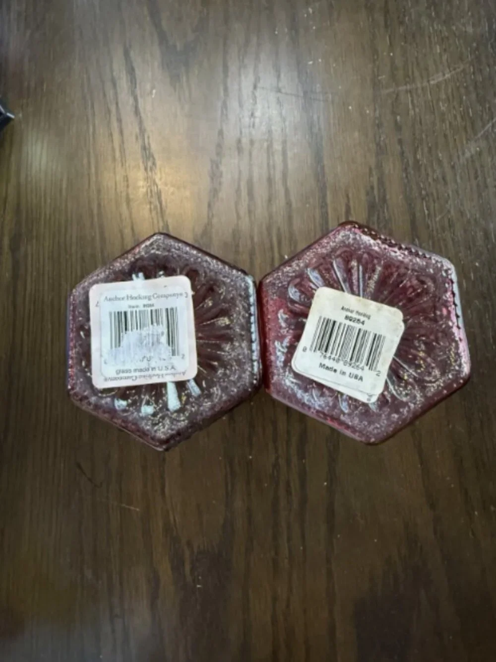 Vintage Anchor Hocking Bud Vase Flashed Ruby Red Glass Set Of 2  NEW